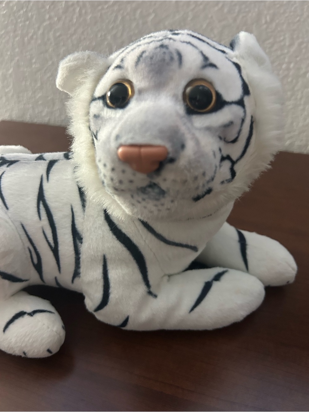 White Tiger Plush Stuffed Animal - Soft White & Black Kids Toy